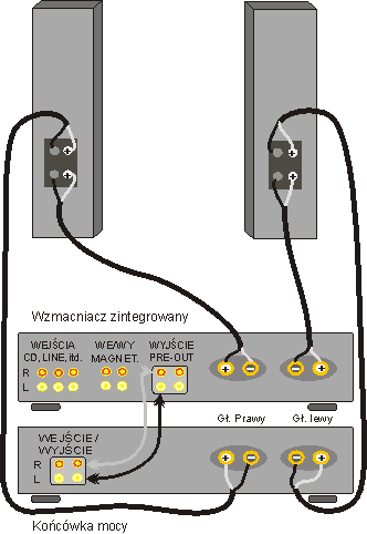 Schemat podłączenia typu bi-amping