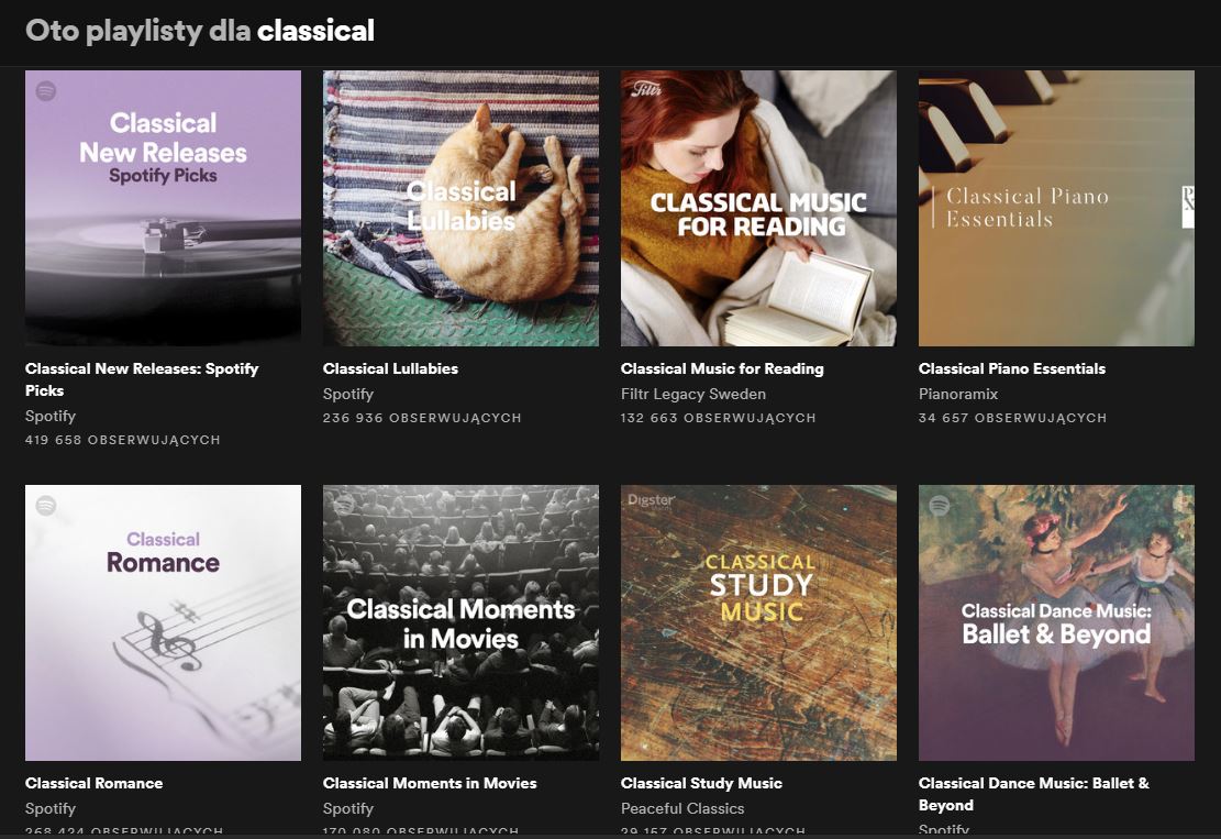 Spotify playlisty z muzyką klasyczną
